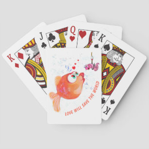 Funny Playing Cards mit Happy Fish and Worm Spielkarten