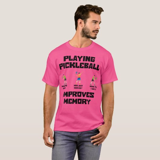 Funny Playing Pickleball verbessert Memory Pickleb T-Shirt (Vorne ganz)
