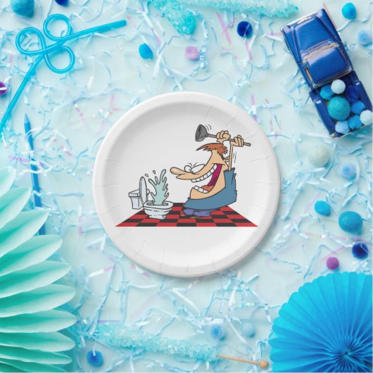 Funny Plumber entsperrt Toilette Pappteller (Party)