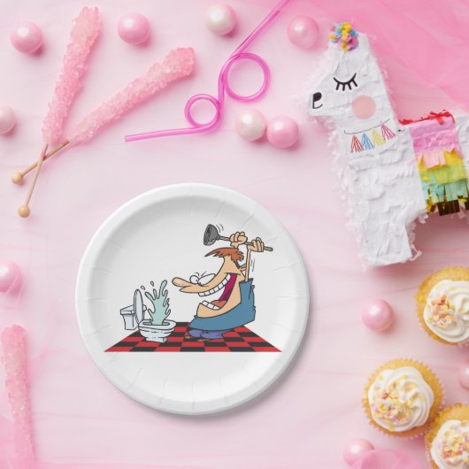 Funny Plumber entsperrt Toilette Pappteller (Party)