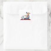 Funny Plumber entsperrt Toilette Quadratischer Aufkleber (Tasche)