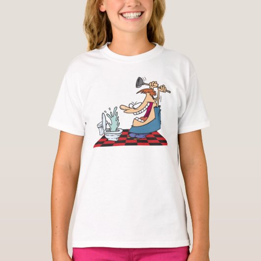 Funny Plumber entsperrt Toilette T-Shirt (Vorderseite)