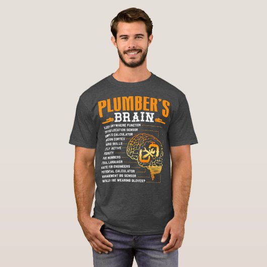Funny Plumber Gifts Plumbers Gehirn T-Shirt (Vorne ganz)