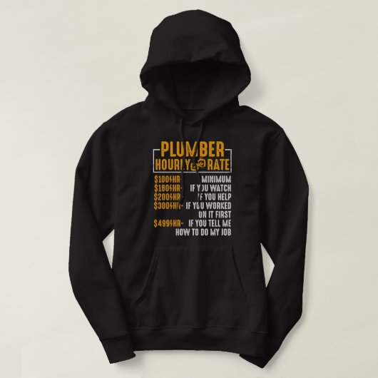 Funny Plumber Men Plumber Hourly Rate Plumber Hoodie (Design vorne)