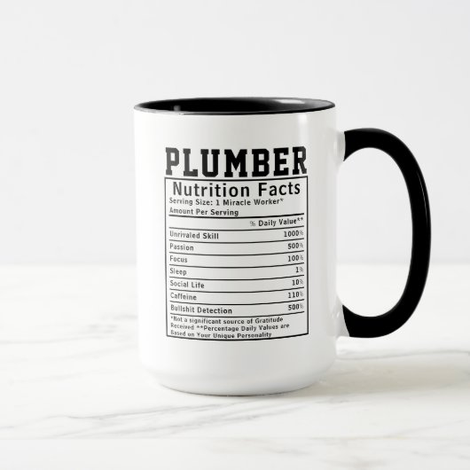 Funny Plumber Nutrition Fakten Mitarbeiter Geschen Tasse (Rechts)