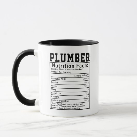 Funny Plumber Nutrition Fakten Mitarbeiter Geschen Tasse (Links)