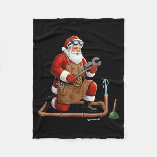 Funny Plumber Santa Christmas Graphic Fleecedecke (Vorderseite)