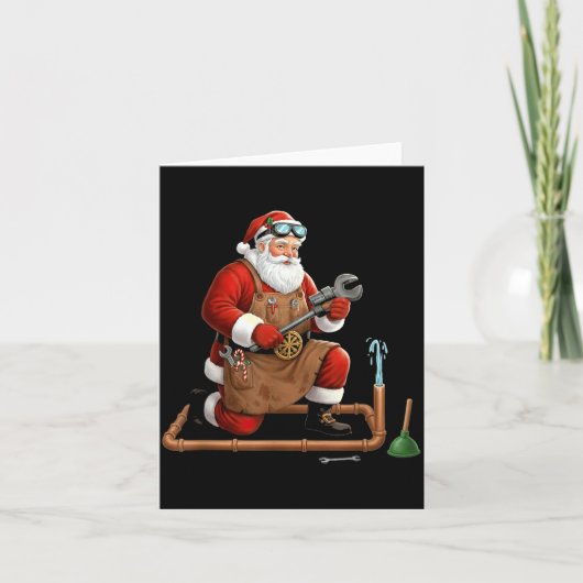 Funny Plumber Santa Christmas Graphic Karte (Vorderseite)