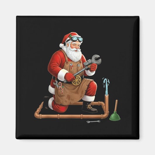 Funny Plumber Santa Christmas Graphic Magnet (Vorne)
