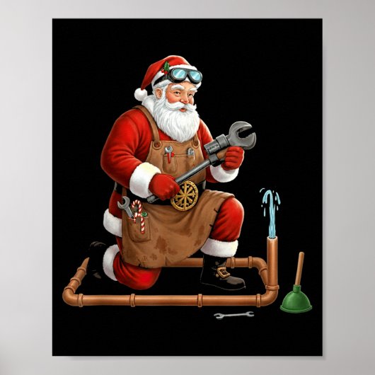 Funny Plumber Santa Christmas Graphic Poster (Vorne)