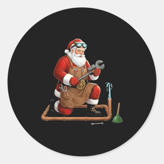 Funny Plumber Santa Christmas Graphic Runder Aufkleber (Vorderseite)