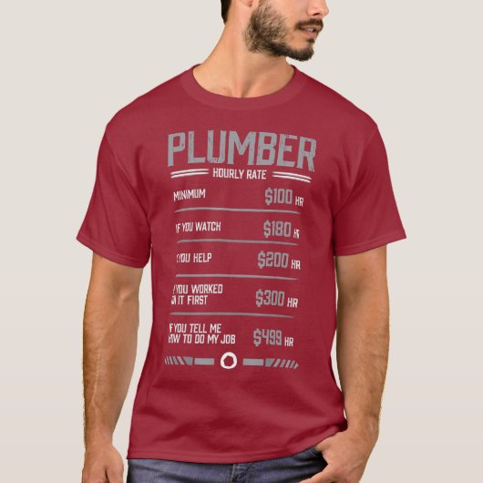 Funny Plumber Stundensatz T-Shirt (Vorderseite)