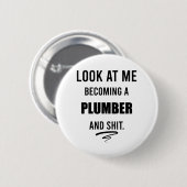 Funny Plumber T - Shirt Plumber Gift Plumbing Shir Button (Vorne & Hinten)