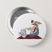 Funny Plumber with Toilet Plunge Humor Button (Vorne & Hinten)