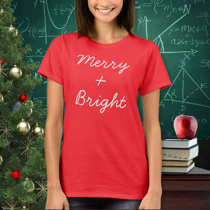 Funny Plus Sign Math Themed Merry Bright Weihnacht T-Shirt