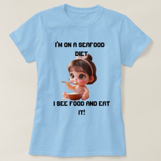 Funny Plus T - Shirt | Ich sehe Essen und Essen (Design vorne)