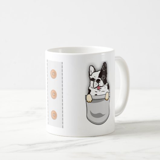 Funny Pocket French Bulldog Rasse Lover Hunde Pers Kaffeetasse (VorderseiteRechts)