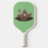 Funny pocket gopher digging cartoon illustration pickleball schläger (Rückseite)