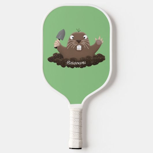 Funny pocket gopher digging cartoon illustration pickleball schläger (Rückseite)