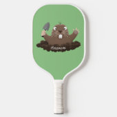 Funny pocket gopher digging cartoon illustration pickleball schläger (Vorderseite)