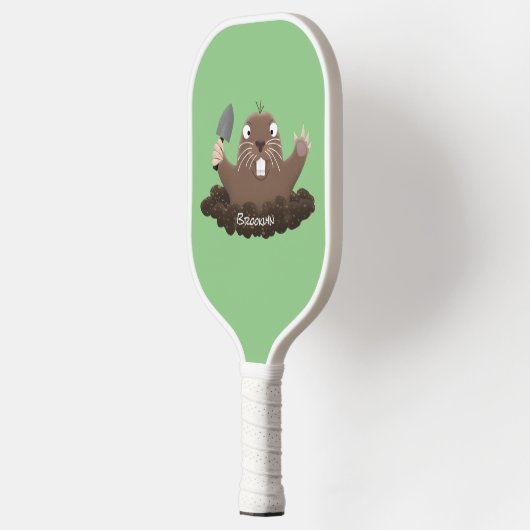 Funny pocket gopher digging cartoon illustration pickleball schläger (Links)