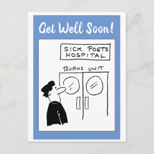 Funny Poet Hospital Cartoon Postkarte