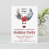 Funny poinsettia Rentierlob - Feiertag Einladung (Stehend Vorderseite)