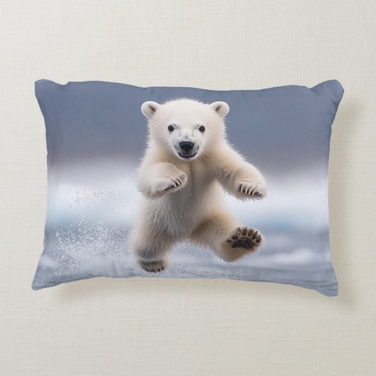 Funny Polar Bear Cub Dekokissen (Rückseite)