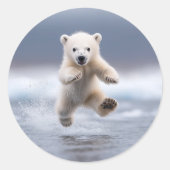 Funny Polar Bear Cub Runder Aufkleber (Vorderseite)