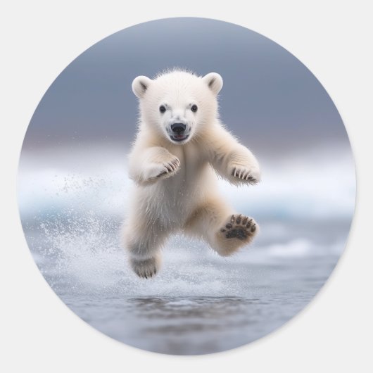Funny Polar Bear Cub Runder Aufkleber (Vorderseite)