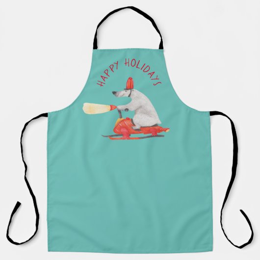 Funny Polar Bear on Snowmobile Customizable Schürze (Vorderseite)