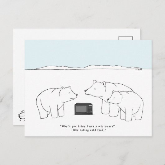 Funny Polar Bear Picture Cartoon Cub Job Postkarte (Vorne/Hinten)