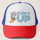 Funny Polar Bear Surf's Up Cool Surfing Cartoon Truckerkappe (Vorderseite)