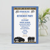 Funny Police Blue und White Retirement Einladung (Stehend Vorderseite)