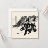 Funny Police Cartoon. Polizeistation am Feuer. Karte (Vorderseite/Rückseite Beispiel)