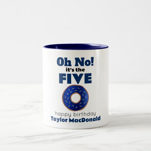 Funny Police Donut 50. Geburtstag Zweifarbige Tasse (Mittel)