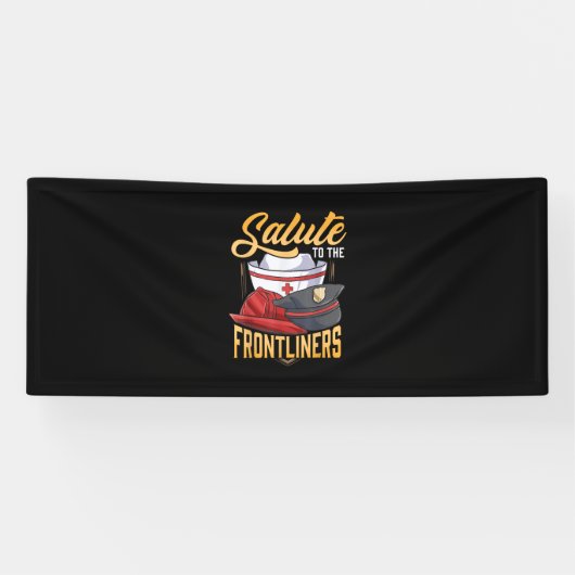 Funny Police Firefighter Frontliner Nurse Geschenk Banner (Horizontal)