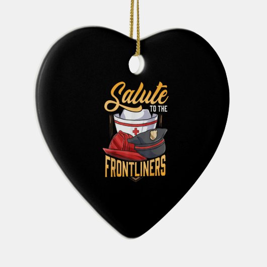 Funny Police Firefighter Frontliner Nurse Geschenk Keramik Ornament (Rechts)