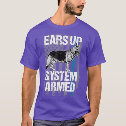 Funny Police K9 Tshirt Thin Blue Line Ohrs Up (Vorderseite)