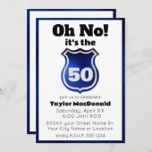 Funny Police Officer Abzeichen 50. Geburtstag Einladung (Vorne/Hinten)