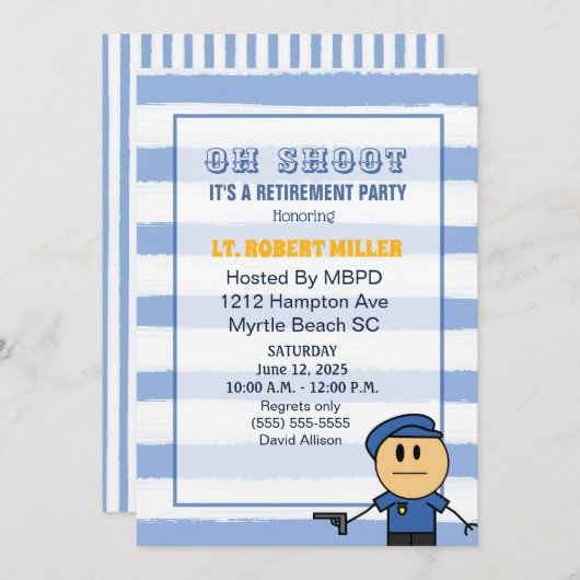 Funny Police Officer Retirement Party Einladung (Vorne/Hinten)