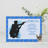 Funny Police Oh Shoot Bullet Holdings Ruhestand Einladung (Stehend Vorderseite)