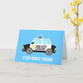 Funny Police Patrol Car Happy Birthday Karte (Gelbe Blume)