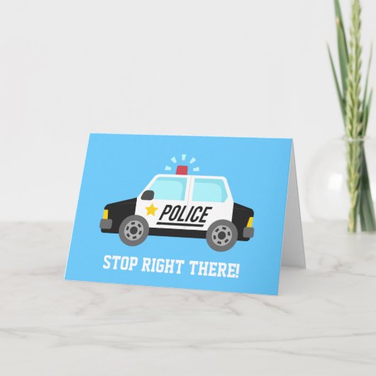 Funny Police Patrol Car Happy Birthday Karte (Vorderseite)