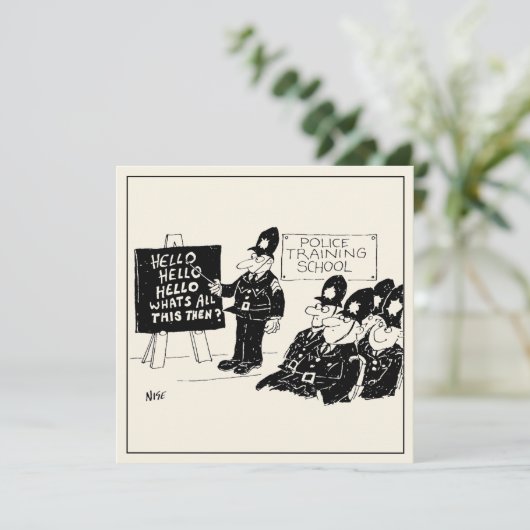 Funny Police Training an einem Cartoon der Polizei Karte (Stehend Vorderseite)