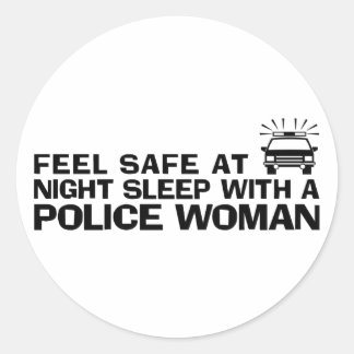 Funny Police Woman Runder Aufkleber