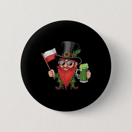 Funny Polish St. Patrick's Day Polen Flagge Button (Vorderseite)