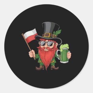 Funny Polish St. Patrick's Day Polen Flagge Runder Aufkleber