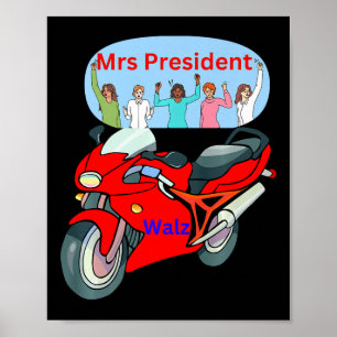 Funny Political Biker Life Frau Präsidentin Motorc Poster