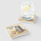 Funny Political Yellow Steinuntersetzer (Seitenansicht)